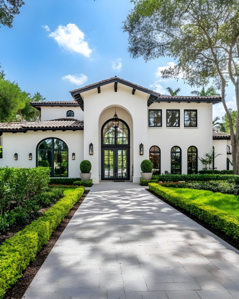 Modern Mediterranean driveway, home entrance, modern walkways, home pavements, interior design, architectural arches, modern arches, arch interiors