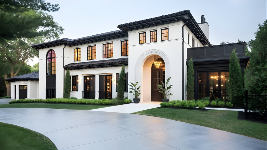 Modern Mediterranean driveway, home entrance, modern walkways, home pavements, interior design, architectural arches, modern arches, arch interiors