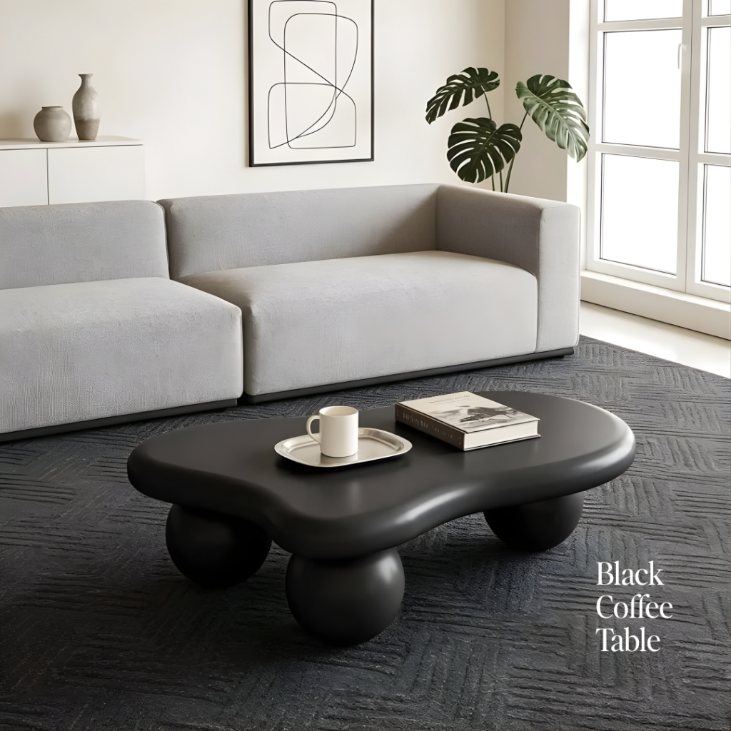 Black Accents Interior Design, Living Room, Monochrome Design, Luxury and Modern Living Room Interior