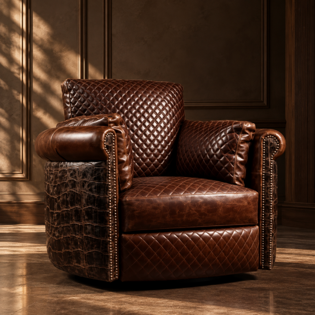 Jumbo Crocodile Leather Snug Swivel Chair from Heather's Edit | Heather Robinson Designs | Heather Robinson